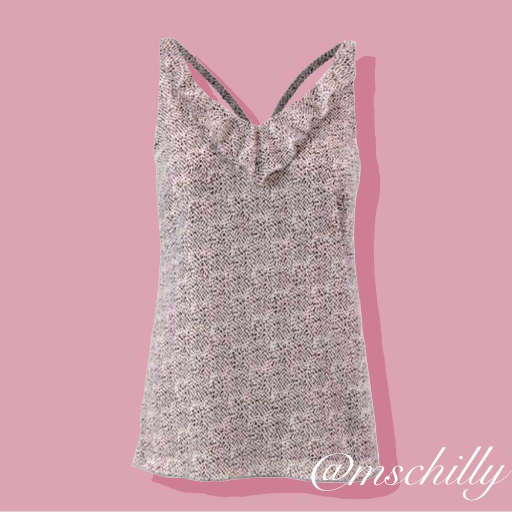 Cabi Flutter Strappy V Neck Top 5359 Black Grey Dot Cami S